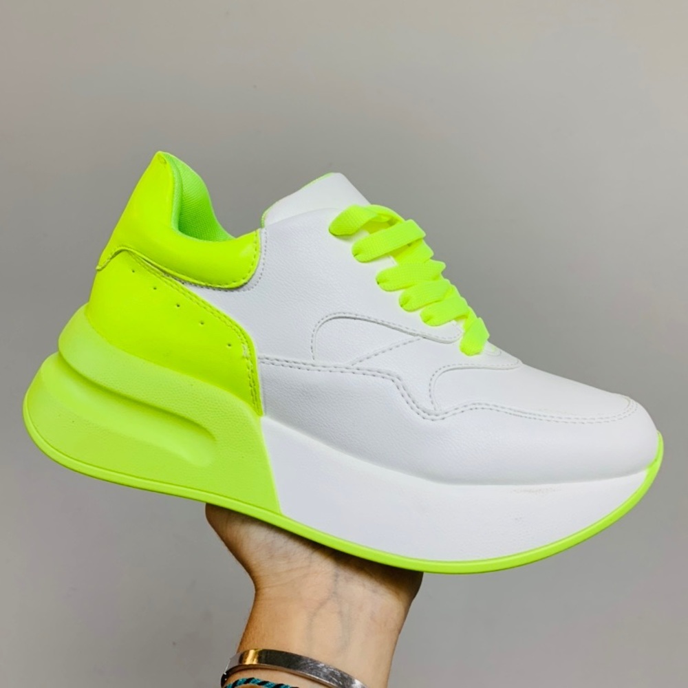 Neon yellow platform sneaker